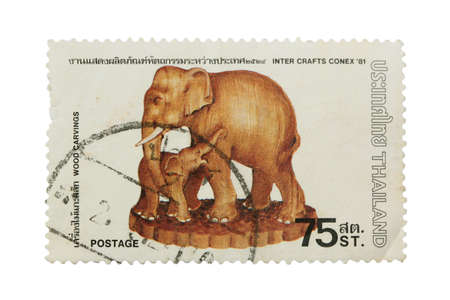 THAILAND - CIRCA FEBRUARY 1981: A postage stamp printed in Thailand shows image of  Thai handicrafts and commemorate the International Handicraft Exhibition held in Thailand,  circa February 6, 1981のeditorial素材