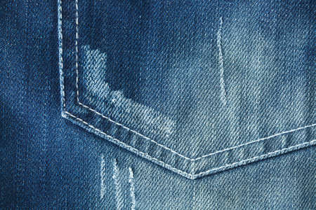 Blue jeans pocket closeup