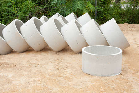 Some concrete tubes in the ground