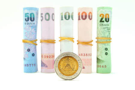 Rolls of Thai banknotesの写真素材