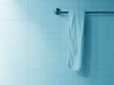 White towel on a hangerの写真素材