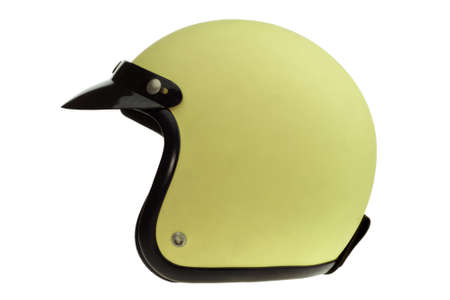 Yellow motorbike classic helmetの写真素材