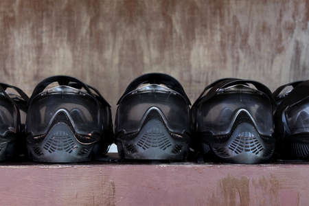 Paintball extreme sport protective equipment masksの写真素材
