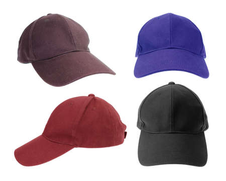 Collection of caps isolated on whiteの写真素材