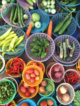 Vegetables in the wet market, Thailandの写真素材
