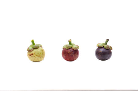 mangosteen isolated on white backgroundの写真素材