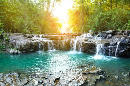 beautiful water fall in thailandの写真素材