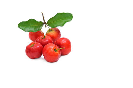 Barbados cherry fruit isolated on white background.の写真素材