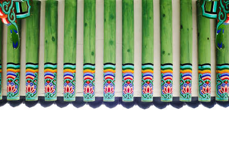 Gyeongbokgung palace roof. Ancient palace architecture of Seoul, South Korea.のeditorial素材