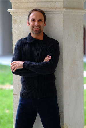 male model with black pulloverの写真素材