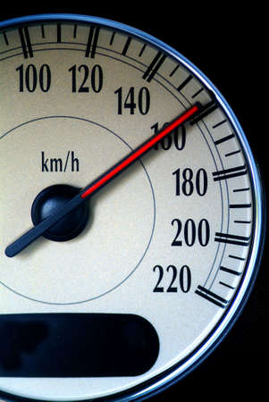 a speed indicator to calculate speed of an car shows high speedの写真素材
