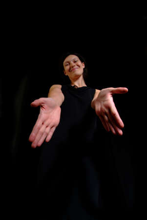 a portrait of a friendly womanの写真素材