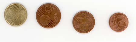 four Euro cent coin on a white background