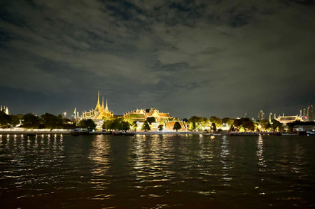 The Grand Palace at night in Bangkok,Thailand,Asia.の写真素材