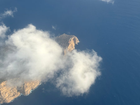 Aerial view of the sea and the islandsの写真素材
