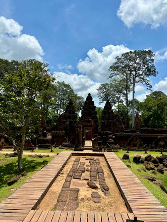 Banteay Srei temple, Angkor, Cambodiaの写真素材