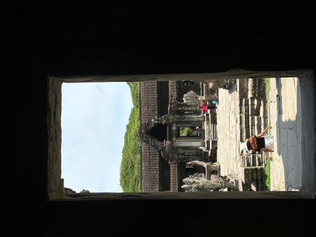 Ruins of ancient temple in Angkor Wat, Siem Reap, Cambodiaの写真素材