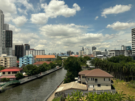 View of the Chao Phraya River in Bangkok, Thailand.の写真素材