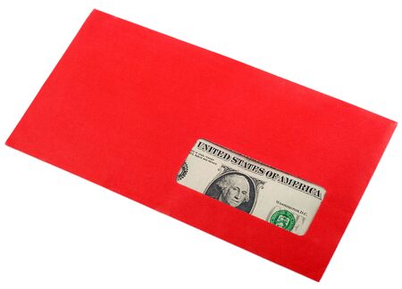 envelope with money isolated on white の写真素材