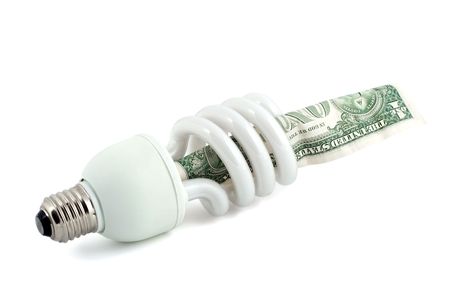 fluorescent lamp energy saving close-up isolated on white background