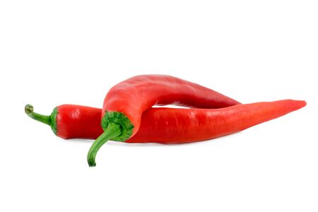 red pepper close up isolated on white backgroundの写真素材