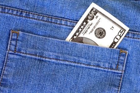50 Dollars in Jean pocket background 