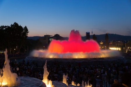 Magic fountain light show in Barcelona, Spain のeditorial素材