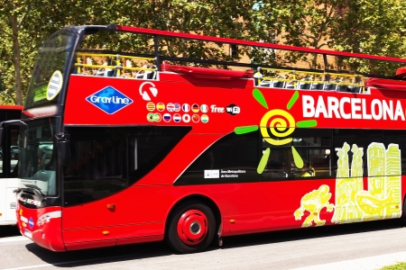 BARCELONA, SPAIN - August 1  Tourist bus in Barcelona, Spain on August 1, 2011  Barcelona City Tour is a touristic bus service that shows the city with an audio guide  のeditorial素材