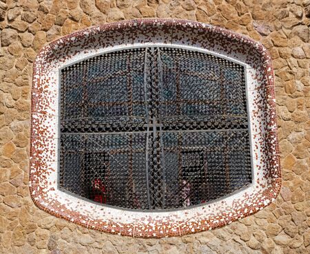 window Park Guell in Barcelona, Spain の写真素材