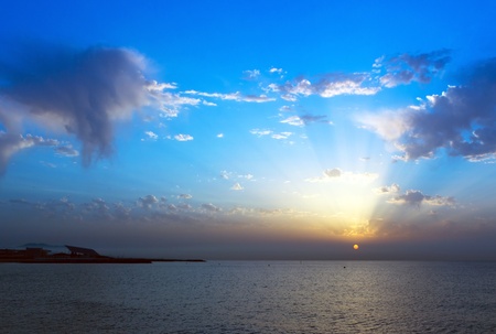 sunrise on the over the mediterranean seaの写真素材