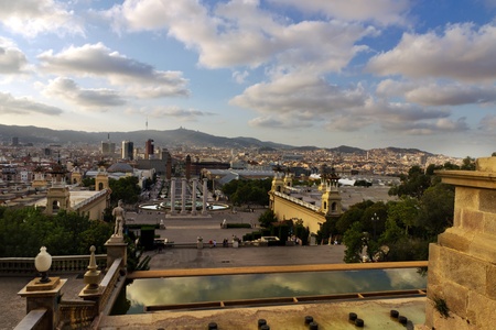 Placa De Espanya, Barcelona. Spainのeditorial素材