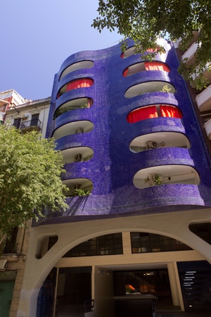 old house architecture facade of Barcelona, Spainのeditorial素材