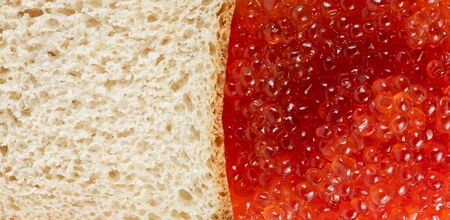bread and red caviare backgroundの写真素材