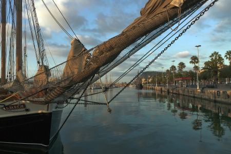 Sailing ship Port Vell, Barcelona, Spainのeditorial素材