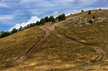 road in mountains in Demerdji. Crimeaの写真素材