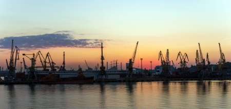 transportation cargo port and sea cargo cranes. Odessa, Ukraine. の写真素材