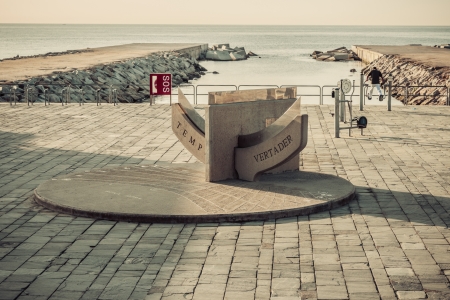 Temp vertader Beach Barcelona. Catalonia, Spain. Vintage retro styleのeditorial素材