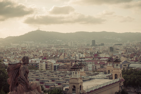 building in Barcelona. Catalonia, Spain. Vintage retro styleのeditorial素材