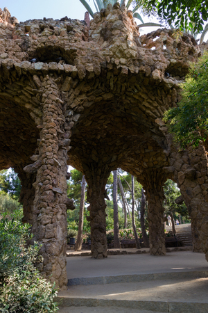 Park Guell designed by Antoni Gaudi in Barcelona, Spain.のeditorial素材