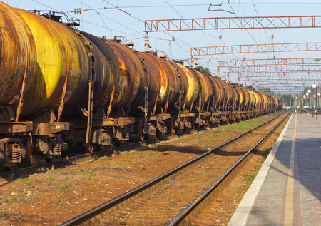 cargo transportation in tanks by rail の写真素材