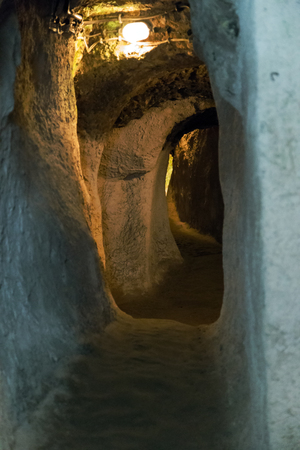 Derinkuyu underground city, Cappadocia in Central Anatolia, Turkeyの写真素材