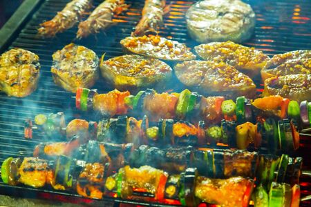 vegetables Barbecue Grill - sea food BBQの写真素材