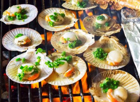 meat seashell Barbecue Grill - sea food BBQの写真素材