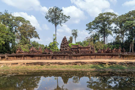 Banteai Srei temple, the temple of women, near Angkor wat, Siem Reap, Cambodiaの写真素材