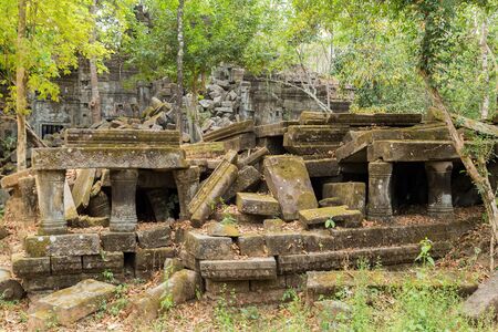Ruins of Beng Mealea Temple, Angkor, Cambodiaの写真素材