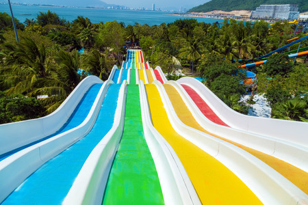 Aquapark sliders, water slike in Vinpearl water park, Nhatrang - Vietnamのeditorial素材