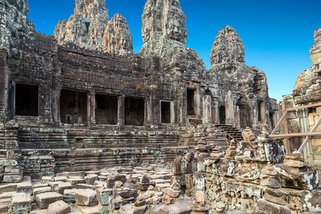 landmark Bayon Temple Angkor Thom, Cambodia. Ancient Khmer architecture.の写真素材