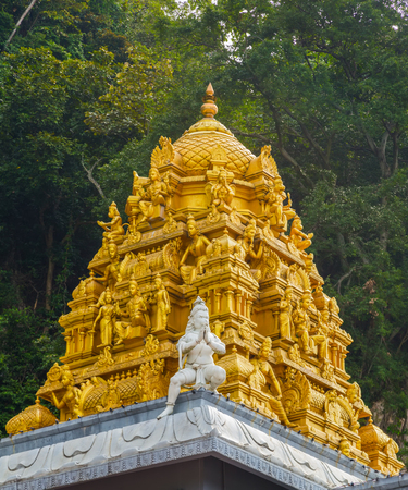Golden roof on Indian temple in Batu Caves, Sri Subramaniar Temple at Batu Caves Exterior Kuala Lumpur.の写真素材