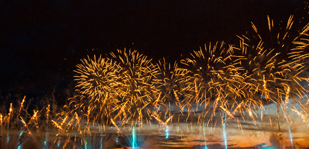 event festive fireworks in city at night background