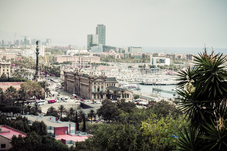 architectures in Barcelona, Spain. Vintage retro styleのeditorial素材